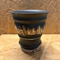 淡海陶芸研究所　白泥象嵌筒鉢