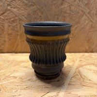 淡海陶芸研究所　泥嵌彫筒鉢