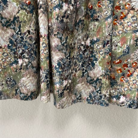 2024AW / l'atelier du savon 森とお花のつぎはぎプリント シャツコールスカート