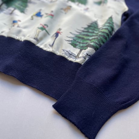 希少品 / OLDMAN'S TAILOR R&D.M.Co- WEEKEND HILL 異素材切替ニットプルオーバー（Navy）