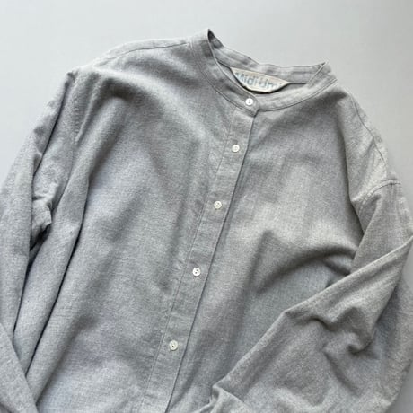 MidiUmi Aライン バンドカラーシャツワンピース （微起毛コットン）
