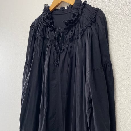 2024SS / Audrey and John Wad インドコットンネックギャザーフリルワンピース