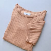 kha:ki コットン ランダムリブ  ハーフスリーブ カットソー “RONDOM RIB TOP”【アッシュオレンジ】