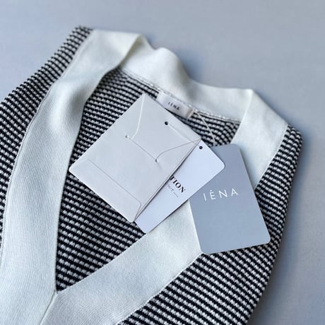 タグ付き未使用品 / IENA イタリアシCOリブVネックプルオーバー 【チェック】