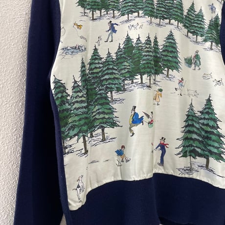 希少品 / OLDMAN'S TAILOR R&D.M.Co- WEEKEND HILL 異素材切替ニットプルオーバー（Navy）