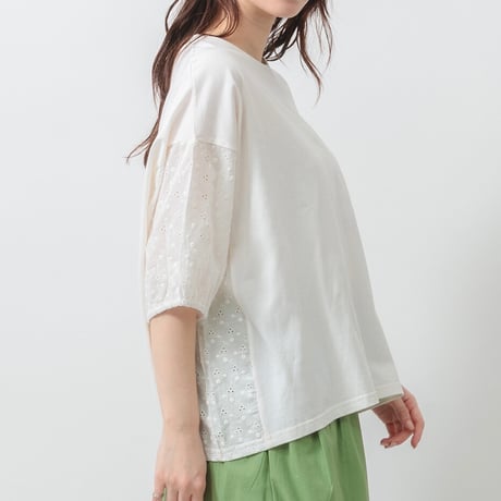 【4色展開】select 天竺×刺繍切替プルオーバー
