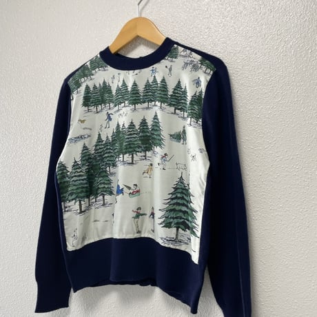 希少品 / OLDMAN'S TAILOR R&D.M.Co- WEEKEND HILL 異素材切替ニットプルオーバー（Navy）