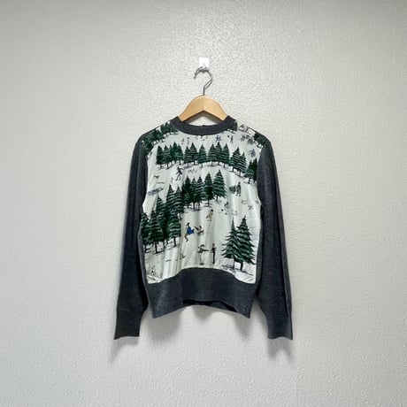 希少品 / OLDMAN'S TAILOR R&D.M.Co- WEEKEND HILL 異素材切替ニットプルオーバー（Gray）