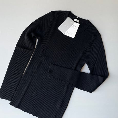 タグ付き未使用品 / IENA 3×3リブ クルーネックPO:Re 【ブラック】