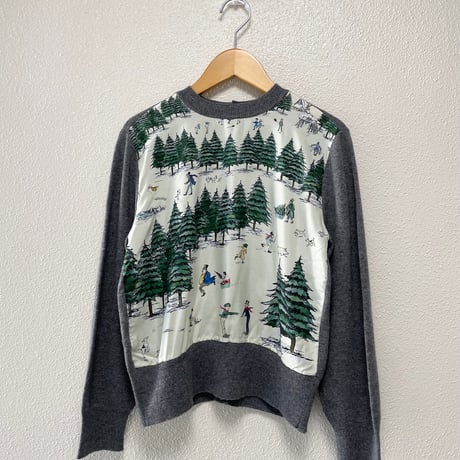 希少品 / OLDMAN'S TAILOR R&D.M.Co- WEEKEND HILL 異素材切替ニットプルオーバー（Gray）