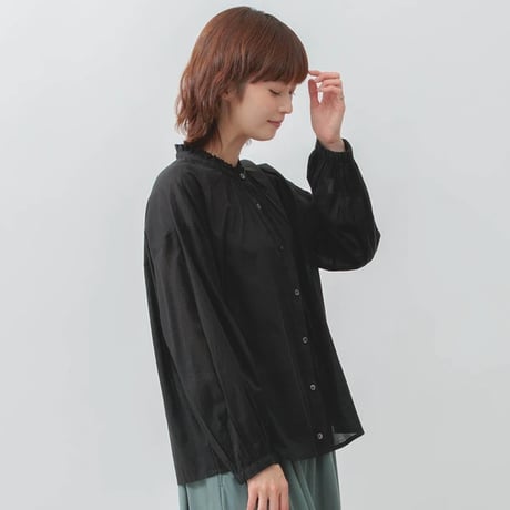 【5色展開】コットン100％フリルネックブラウス