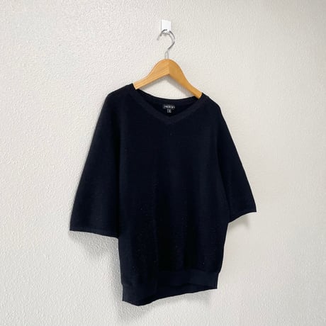 INDIVI Vネックガーター編みニット 【ブラック】