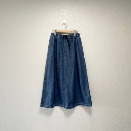 GRAMICCI  LIGHT DENIM LONG FLARE SKIRT