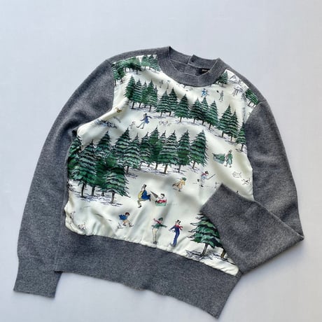 希少品 / OLDMAN'S TAILOR R&D.M.Co- WEEKEND HILL 異素材切替ニットプルオーバー（Gray）