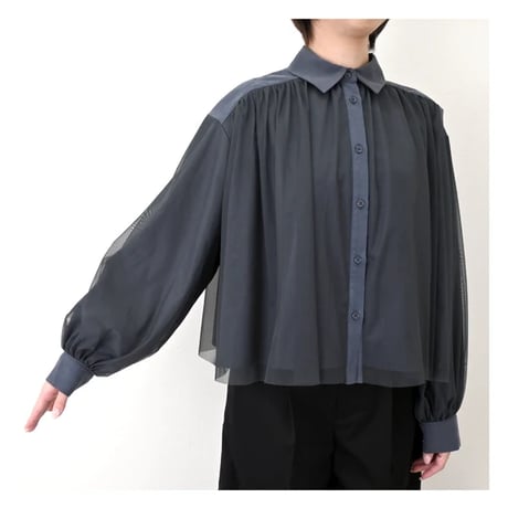 【2色展開】T/Nピーチxチュール　レイヤード　ブラウス