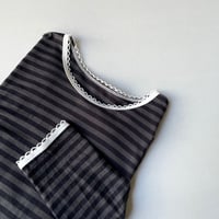 sirone ピコレース付長袖ボーダーカットソー