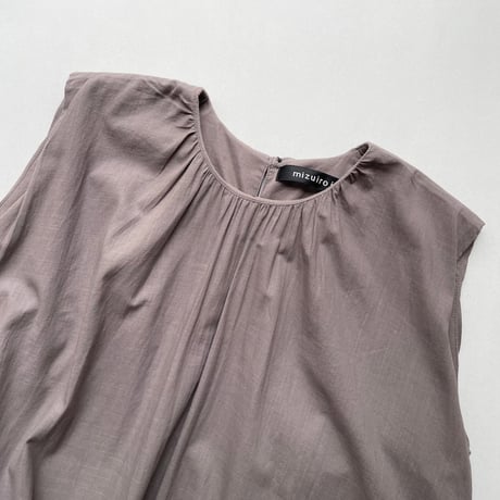 mizuiro ind ギャザーネックロングワンピース 【グレー】