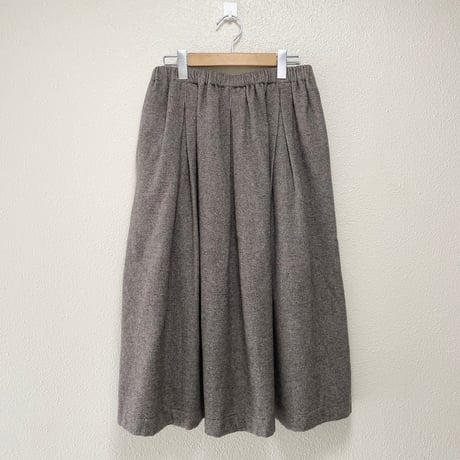 STAMP AND DIARY ウールチドリチェック タックギャザースカート 【ブラウン】