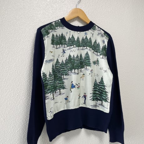 希少品 / OLDMAN'S TAILOR R&D.M.Co- WEEKEND HILL 異素材切替ニットプルオーバー（Navy）