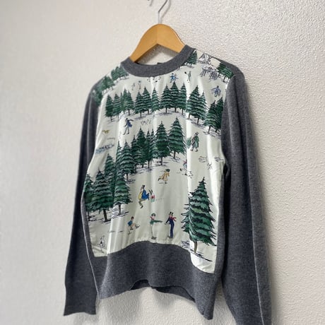 希少品 / OLDMAN'S TAILOR R&D.M.Co- WEEKEND HILL 異素材切替ニットプルオーバー（Gray）