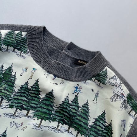 希少品 / OLDMAN'S TAILOR R&D.M.Co- WEEKEND HILL 異素材切替ニットプルオーバー（Gray）
