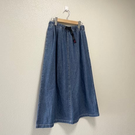 GRAMICCI  LIGHT DENIM LONG FLARE SKIRT