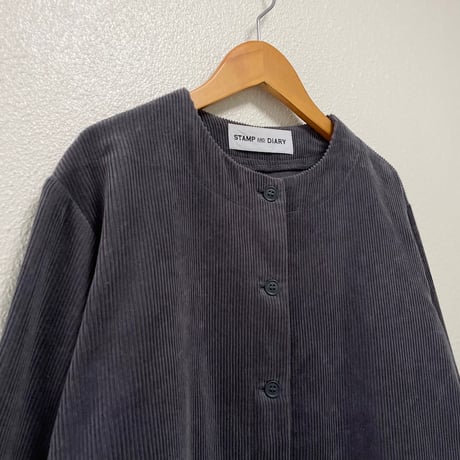 STAMP AND DIARY コットンコーデュロイ ノーカラージャケット