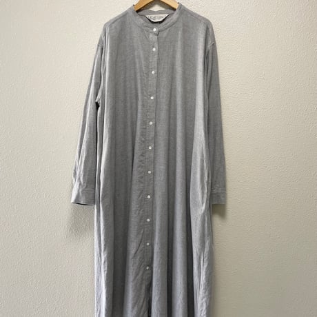 MidiUmi Aライン バンドカラーシャツワンピース （微起毛コットン）
