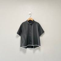 2024SS / mizuiro ind コットン ラウンドカラー バイカラー ヘム ライン シャツ