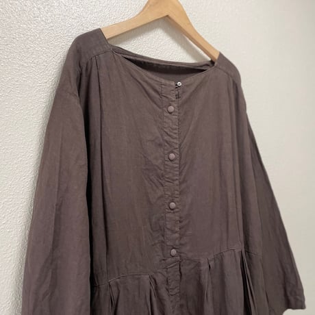 nest Robe リネンボートネック ウエストタックワンピース