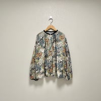 2024AW / l'atelier du savon 森とお花のつぎはぎプリント シャツコールブラウス