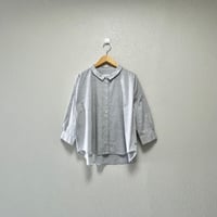 2026SS / HUIS 8分袖コードレーンワイドブラウス （トップ糸グレー）