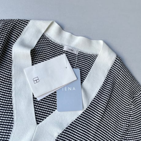 タグ付き未使用品 / IENA イタリアシCOリブVネックプルオーバー 【チェック】