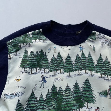 希少品 / OLDMAN'S TAILOR R&D.M.Co- WEEKEND HILL 異素材切替ニットプルオーバー（Navy）