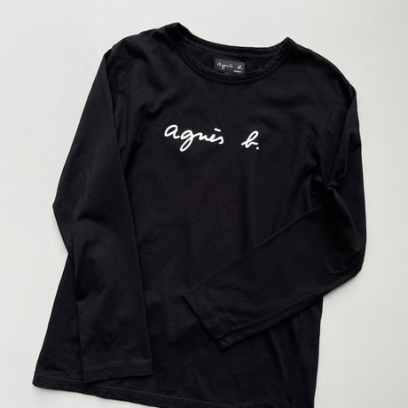 agnes b. ロゴプリント コットン 長袖 Tシャツ "Cool"