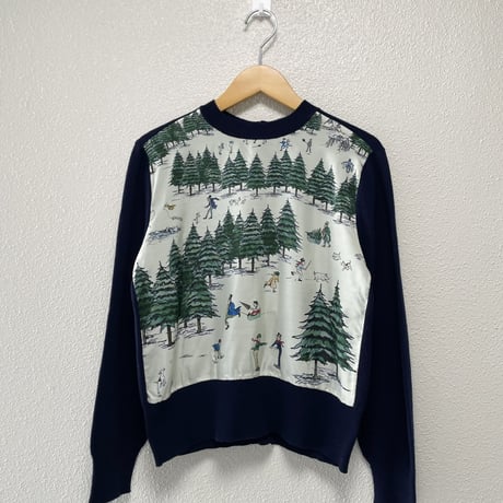 希少品 / OLDMAN'S TAILOR R&D.M.Co- WEEKEND HILL 異素材切替ニットプルオーバー（Navy）