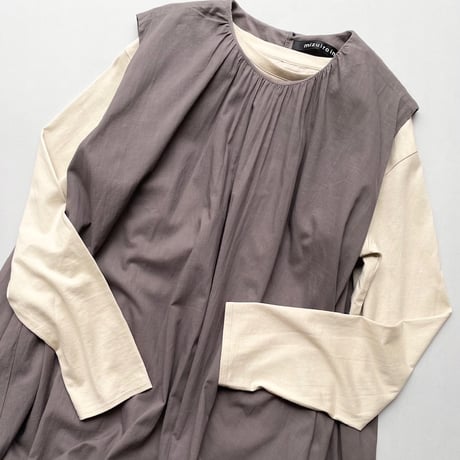 mizuiro ind ギャザーネックロングワンピース 【グレー】