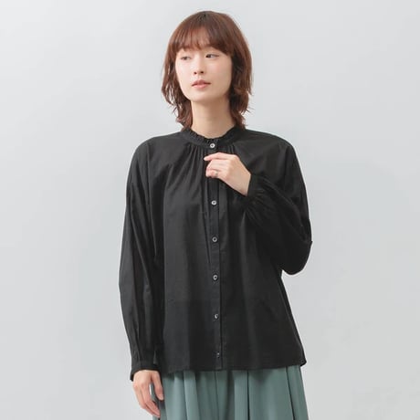 【5色展開】コットン100％フリルネックブラウス
