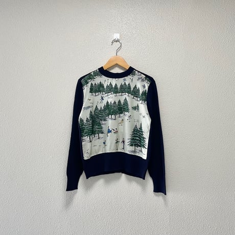 希少品 / OLDMAN'S TAILOR R&D.M.Co- WEEKEND HILL 異素材切替ニットプルオーバー（Navy）
