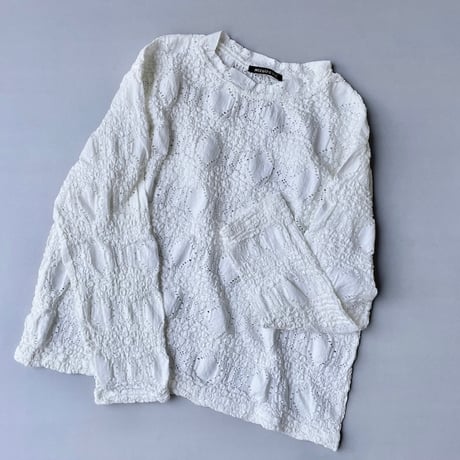 2024AW / 人気完売品 mizuiro ind シアーパターン ニッティング クルーネック ロング Tシャツ