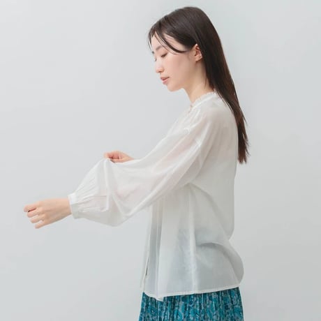 【5色展開】コットン100％フリルネックブラウス