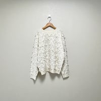 未使用品 / Ray BEAMS カットジャカードフリンジ クルーネックニット【オフホワイト】