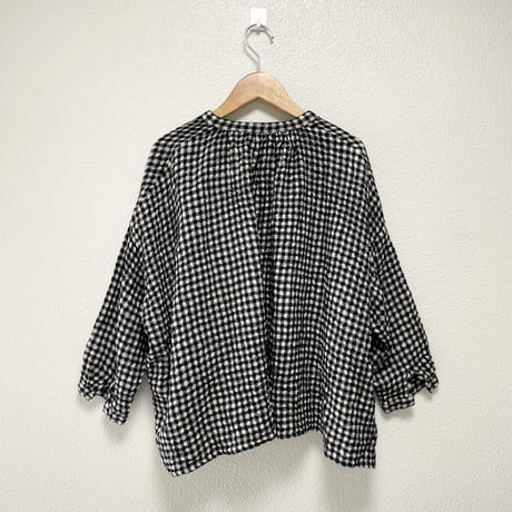 Veritecoeur リネンウールチェックブラウス