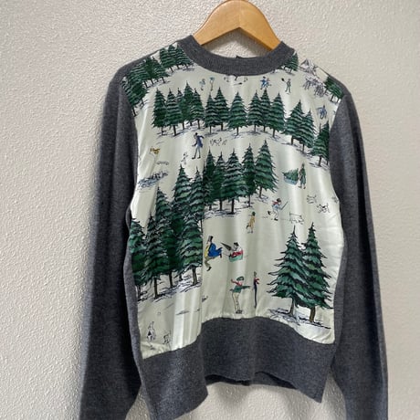 希少品 / OLDMAN'S TAILOR R&D.M.Co- WEEKEND HILL 異素材切替ニットプルオーバー（Gray）