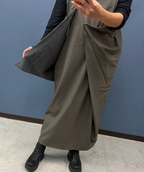 Pauline Bleu ポリーヌブロー  アシンメトリー異素材切替 ジャンパースカート