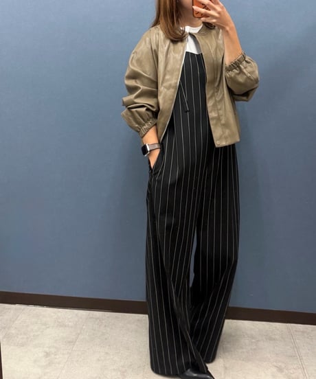 Pauline Bleu ポリーヌブロー　フェイクレザー ギャザースリーブブルゾン