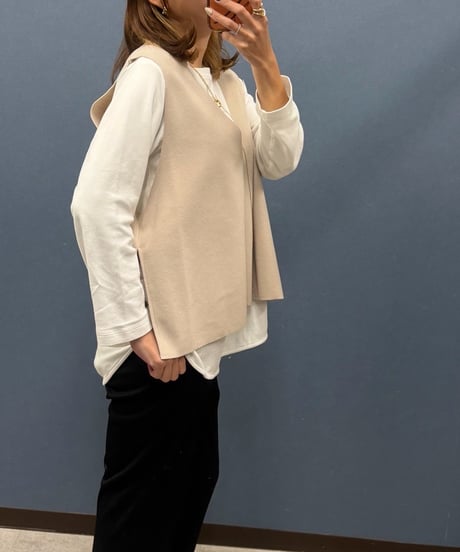 Dignite collier ディニテコリエ バックボタン Vネックベスト