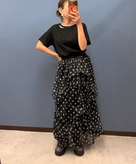 Pauline Bleu ポリーヌブロー　ドットシアー デザインスカー