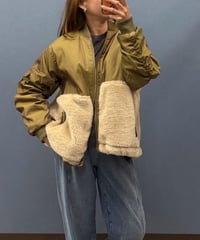 Dignite collier ディニテコリエ　異素材切替 ボアドッキングMA-1ブルゾン