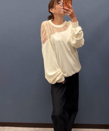 Pauline Bleu ポリーヌブロー　シアーチュール切替 プルオーバー